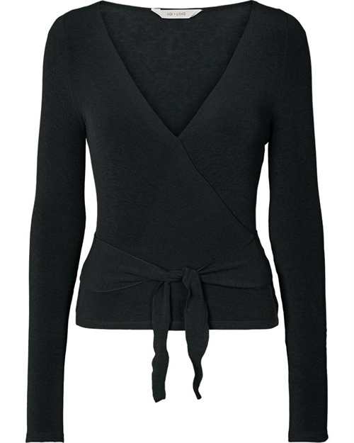 GAI + LISVA ANNE WRAP L/S WOOL TOP BLACK